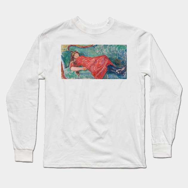 On the Sofa by Edvard Munch Long Sleeve T-Shirt by Classic Art Stall